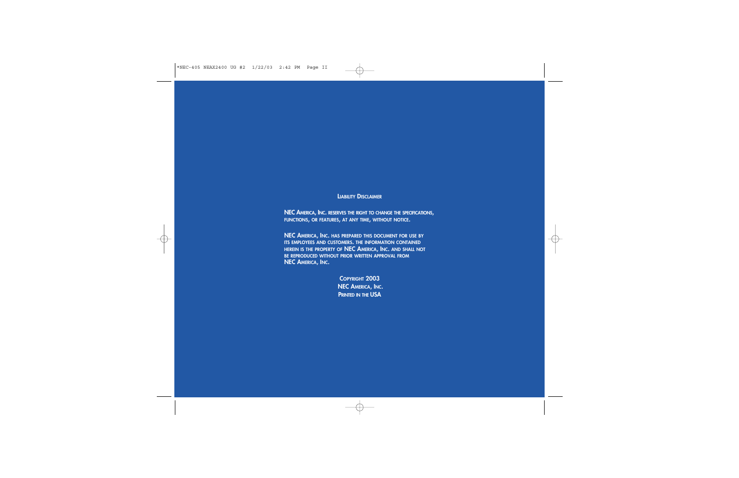 NEC 2400IPX User Manual | Page 2 / 55