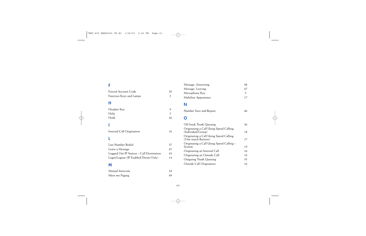 NEC 2400IPX User Manual | Page 42 / 55