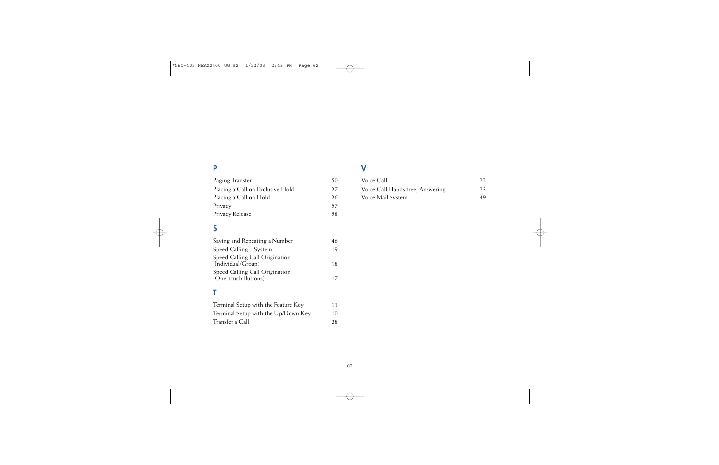 NEC 2400IPX User Manual | Page 43 / 55