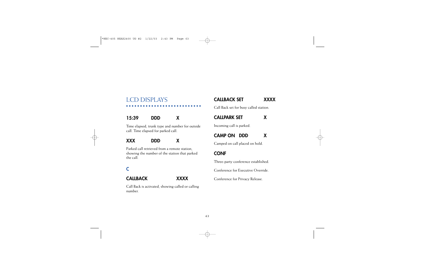 Lcd displays | NEC 2400IPX User Manual | Page 44 / 55