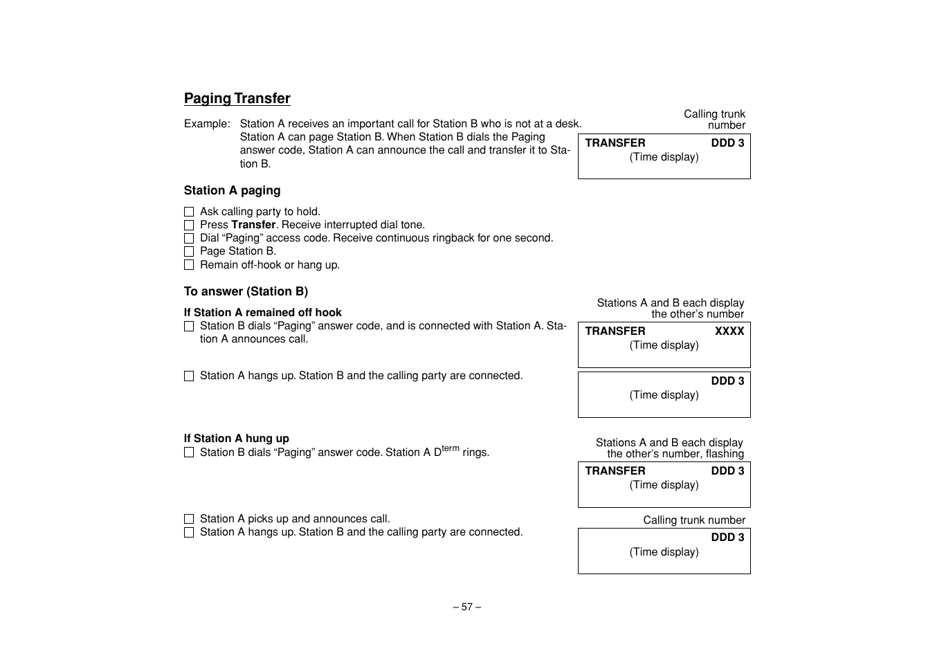 Paging transfer | NEC UNIVERGE SV7000 User Manual | Page 61 / 74