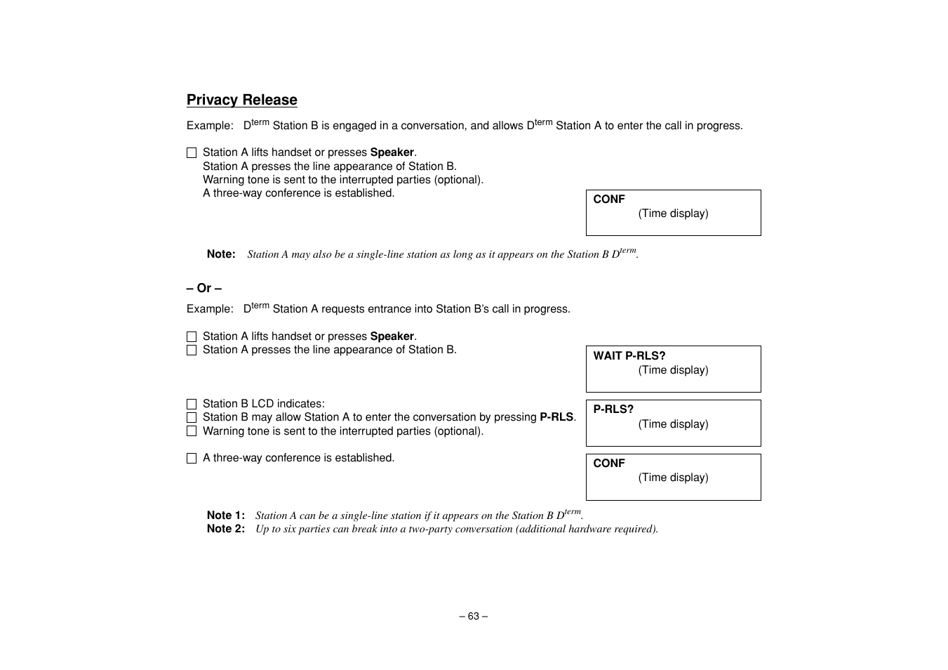 Privacy release | NEC UNIVERGE SV7000 User Manual | Page 67 / 74