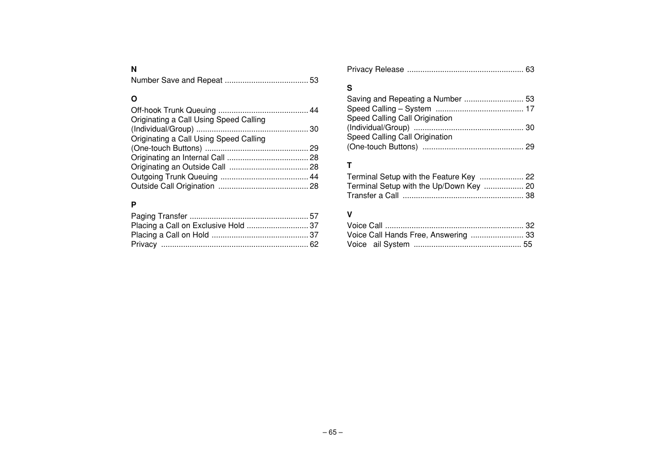 NEC UNIVERGE SV7000 User Manual | Page 69 / 74