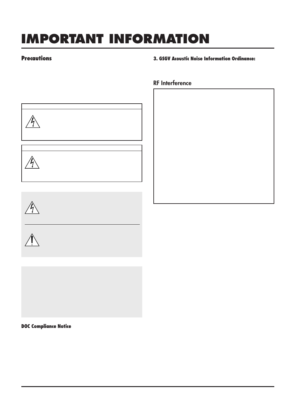 Important information | NEC LT84/LT140 User Manual | Page 2 / 44