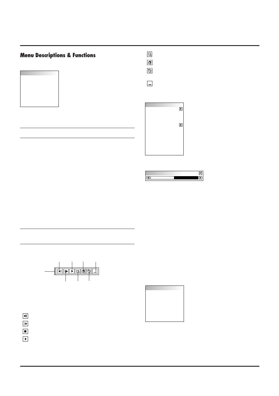 Menu descriptions & functions | NEC LT84/LT140 User Manual | Page 20 / 44