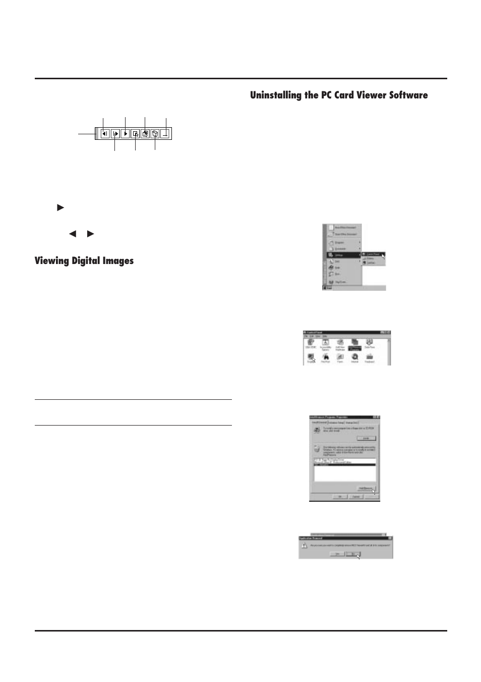 Uninstalling the pc card viewer software, Viewing digital images | NEC LT84/LT140 User Manual | Page 31 / 44