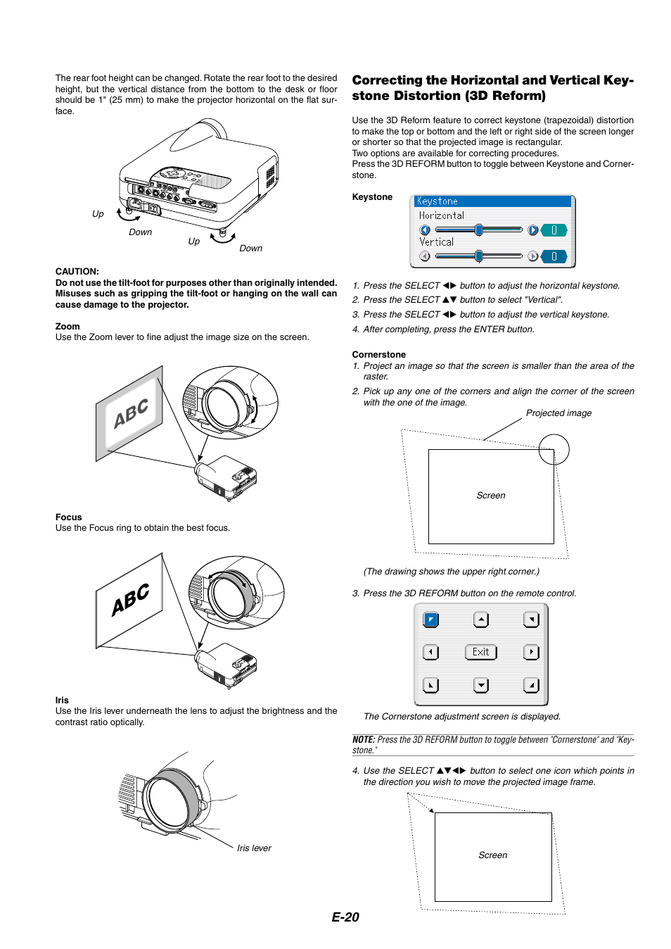 E-20 | NEC HT1100 User Manual | Page 20 / 55