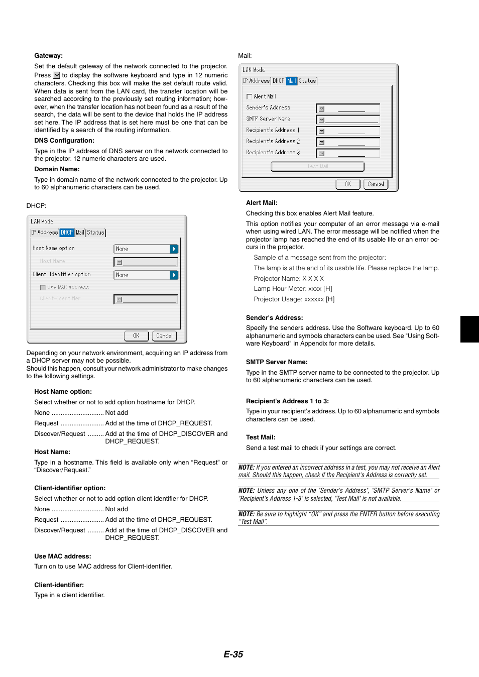 E-35 | NEC HT1100 User Manual | Page 35 / 55