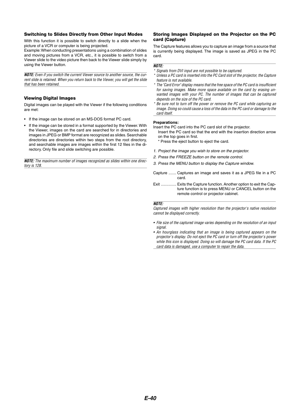 E-40 | NEC HT1100 User Manual | Page 40 / 55