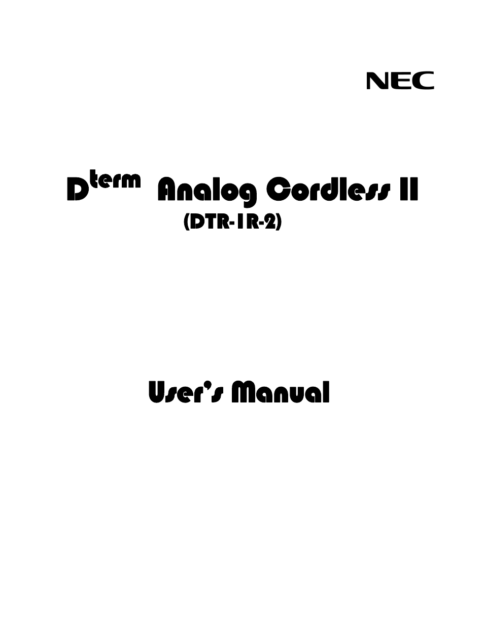 NEC DTR-IR-2 User Manual | 44 pages