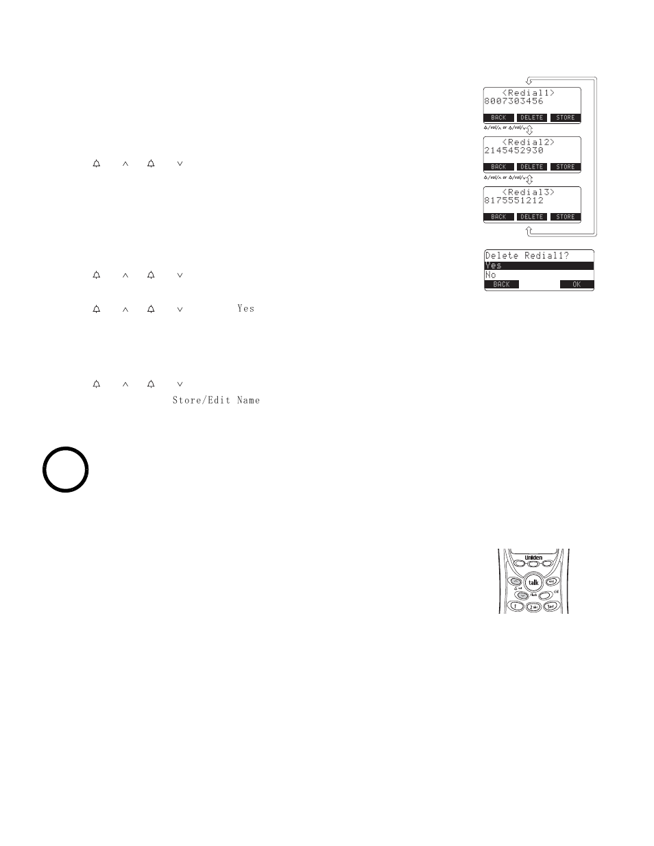 Redialing a call, Edialing, Deleting a redial record | Storing a redial record, Djusting, Inger, Arpiece, Peaker, Olume, Ringer volume earpiece and speaker volume | NEC DTR-IR-2 User Manual | Page 20 / 44