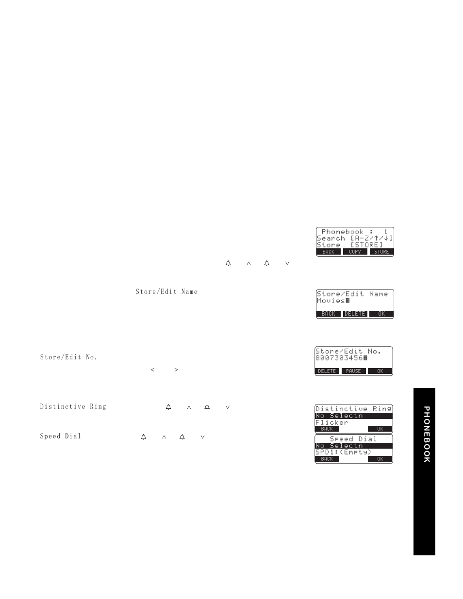 Phonebook, Honebook, Toring | Hone, Umbers, Ames, Istinctive, Ings, Peed | NEC DTR-IR-2 User Manual | Page 23 / 44