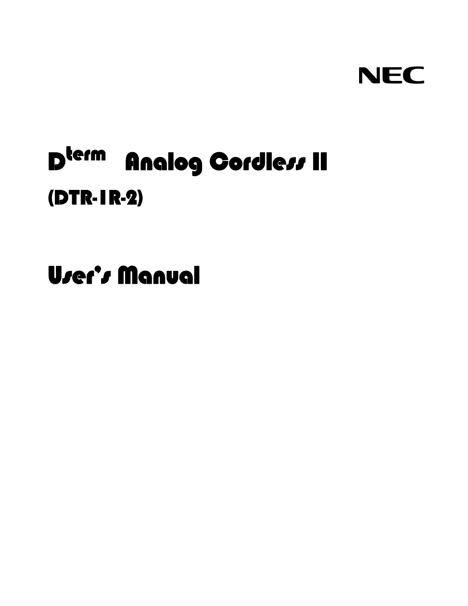 Analog cordless ii, User’s manual, Dtr-1r-2) | Term | NEC DTR-IR-2 User Manual | Page 44 / 44