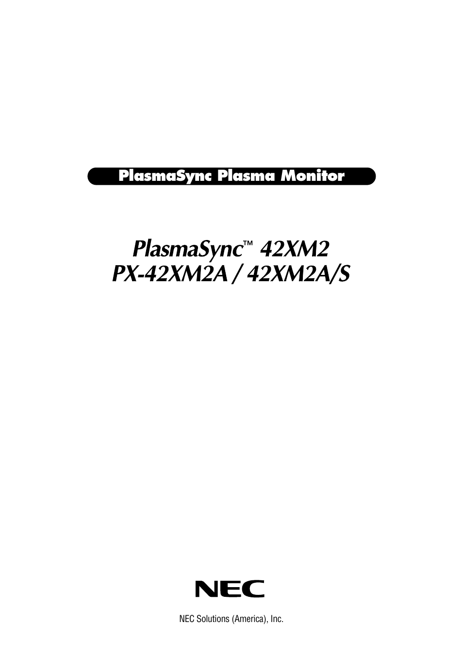 NEC PlasmaSync PX-42XM2A User Manual | 8 pages