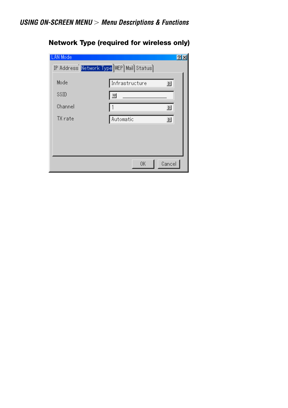 Network type (required for wireless only) | NEC LT240 User Manual | Page 104 / 151