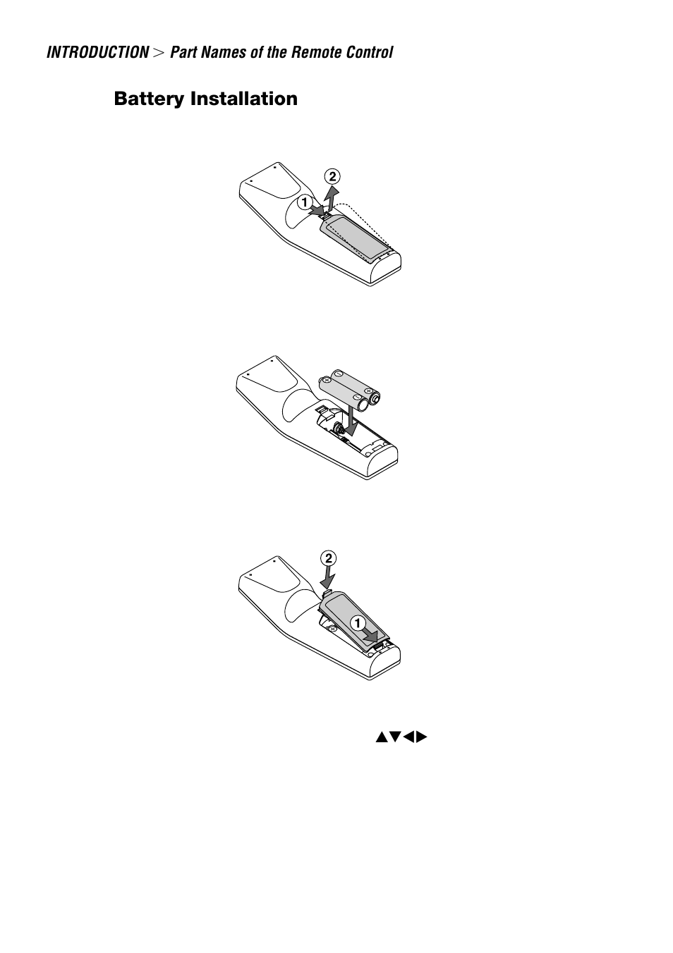 Battery installation | NEC LT240 User Manual | Page 19 / 151