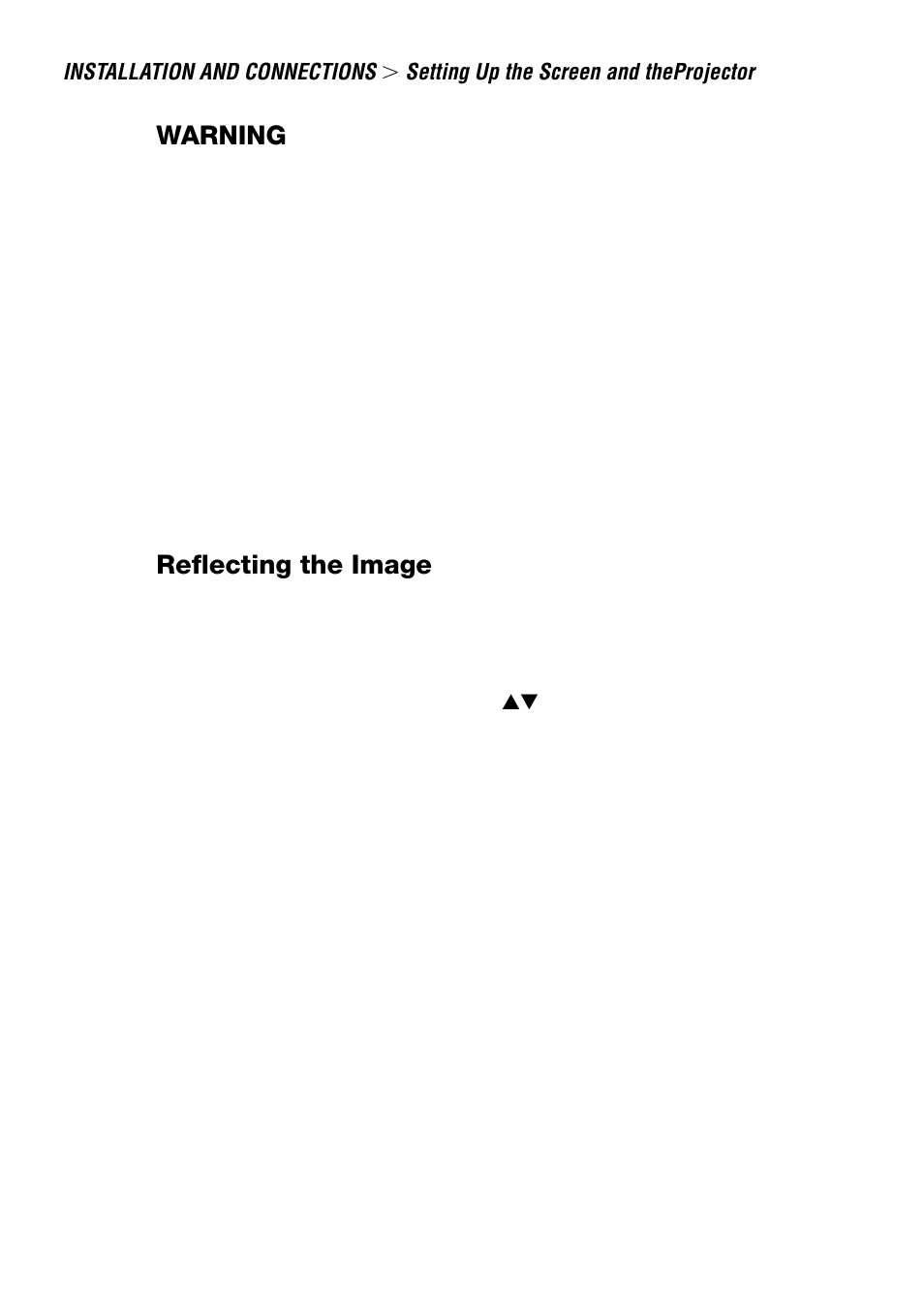 Reflecting the image, Warning | NEC LT240 User Manual | Page 27 / 151