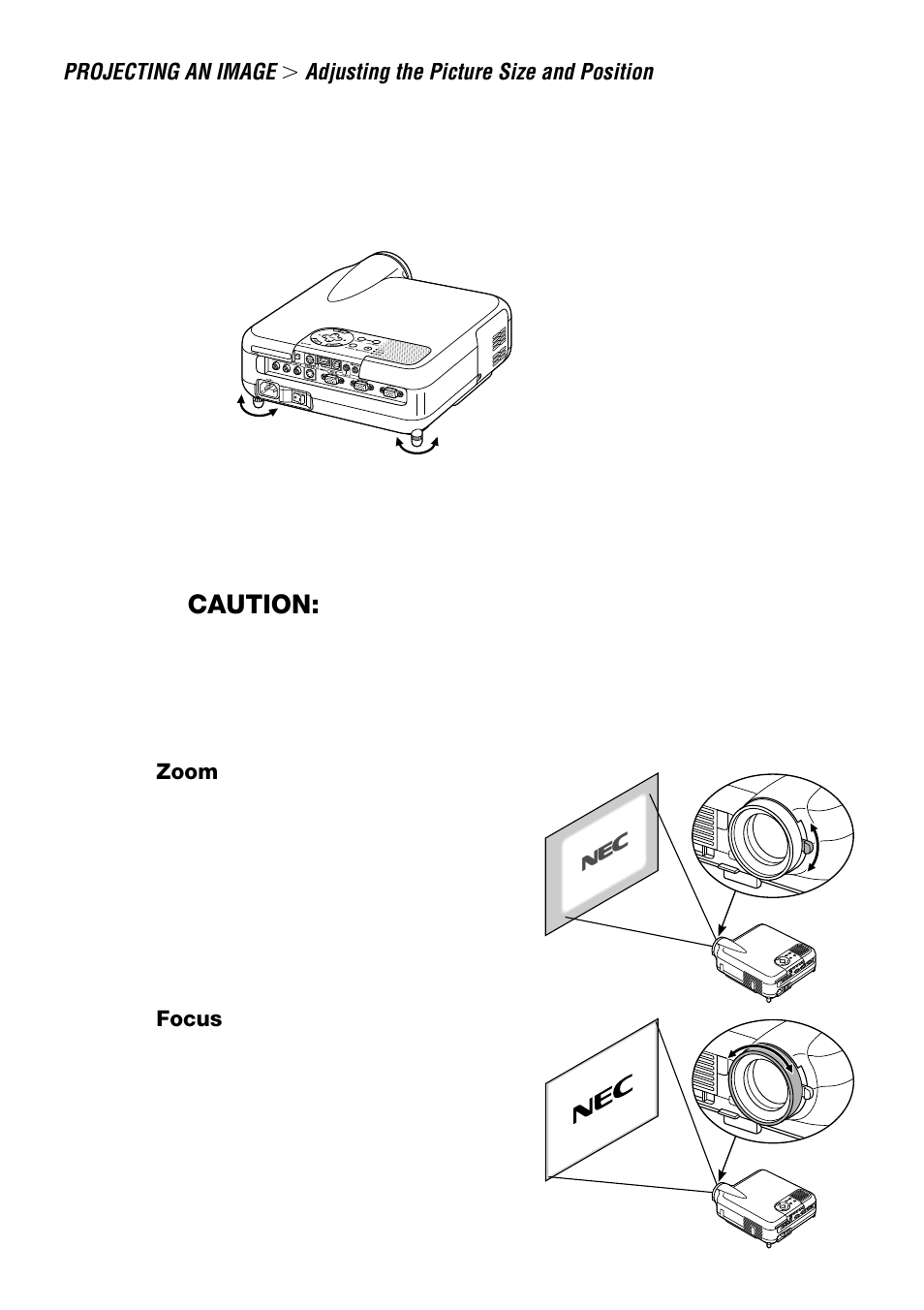 Caution | NEC LT240 User Manual | Page 44 / 151