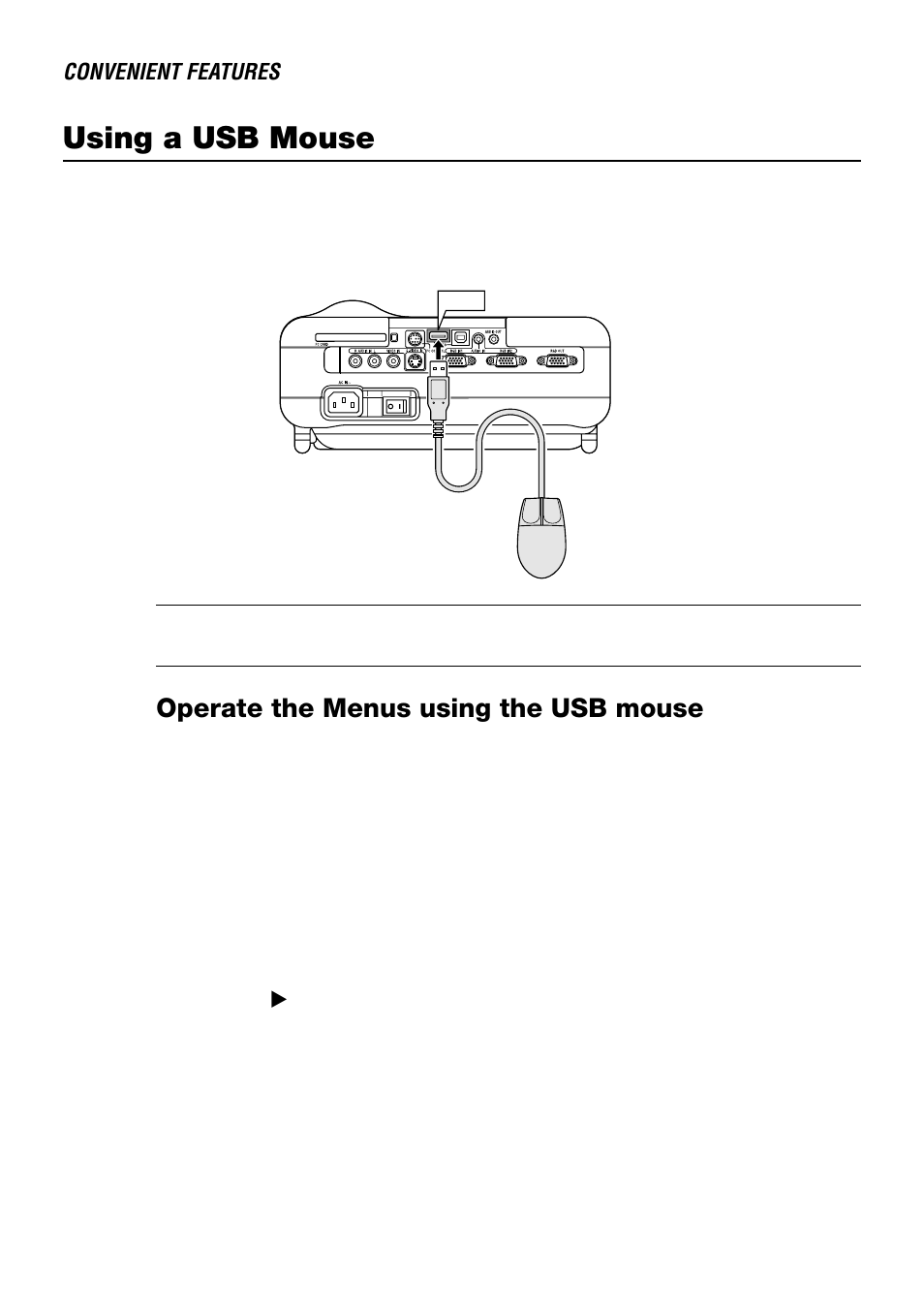Using a usb mouse, Operate the menus using the usb mouse | NEC LT240 User Manual | Page 58 / 151