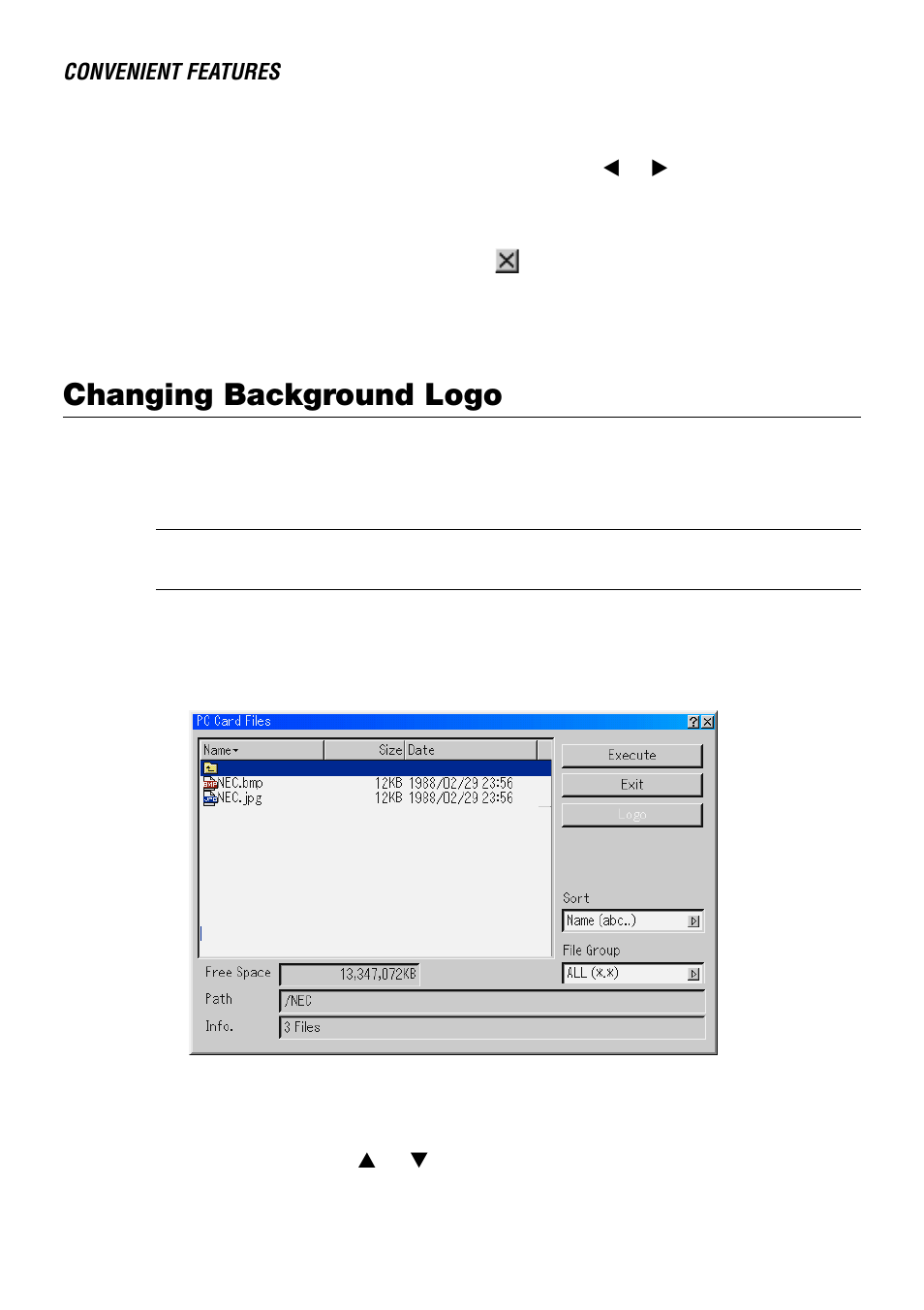 Changing background logo | NEC LT240 User Manual | Page 59 / 151