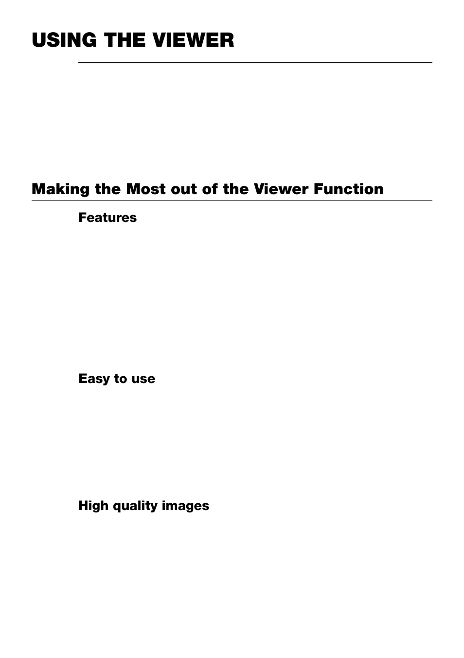 Using the viewer, Making the most out of the viewer function, Features | Easy to use, High quality images | NEC LT240 User Manual | Page 62 / 151