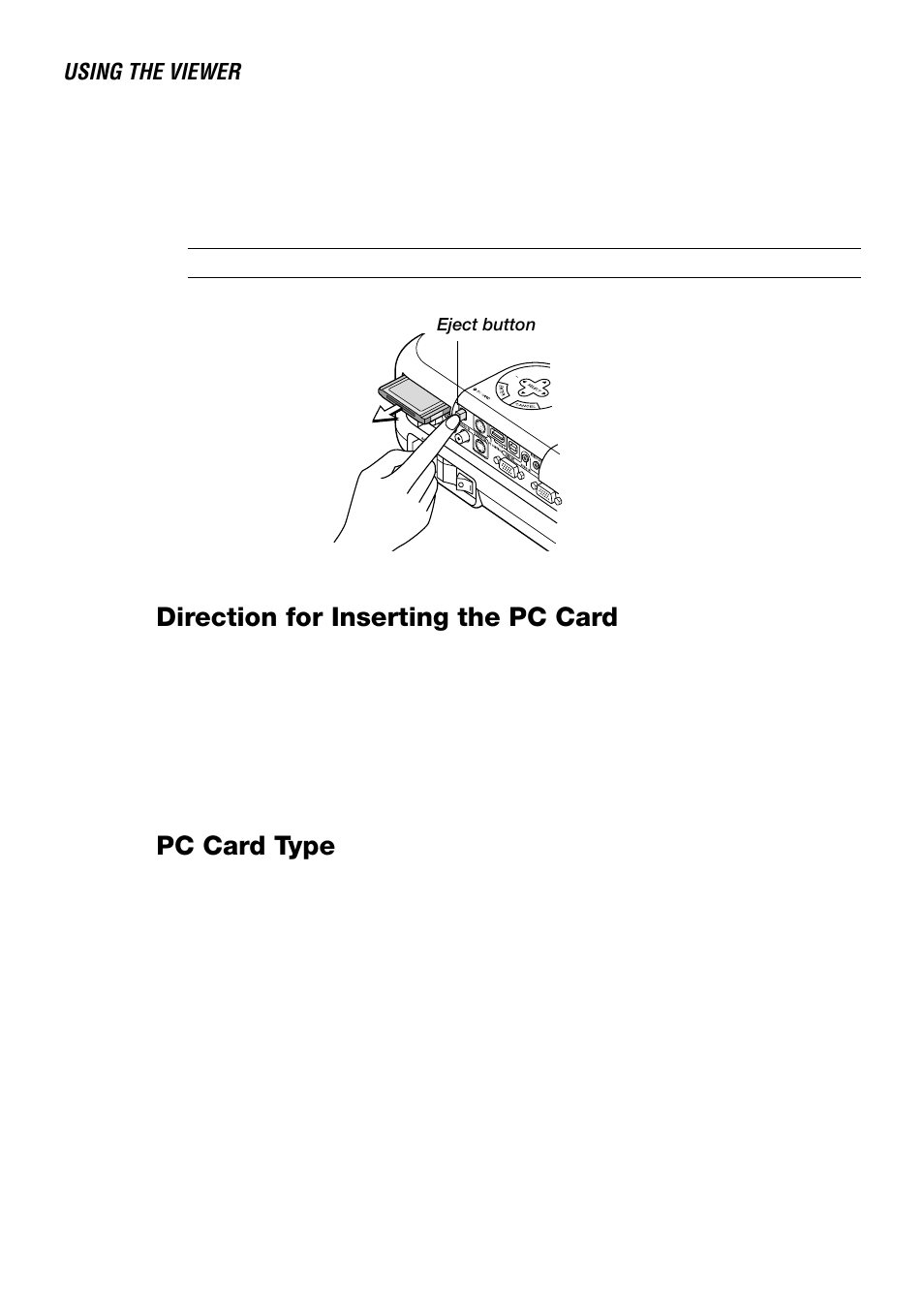 Direction for inserting the pc card, Pc card type | NEC LT240 User Manual | Page 64 / 151