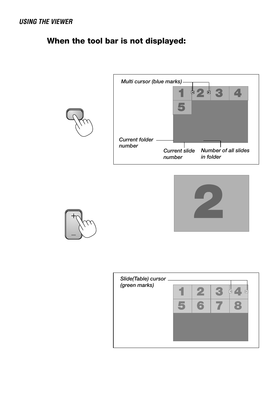 When the tool bar is not displayed, Folder, Using the viewer | E-67 | NEC LT240 User Manual | Page 67 / 151