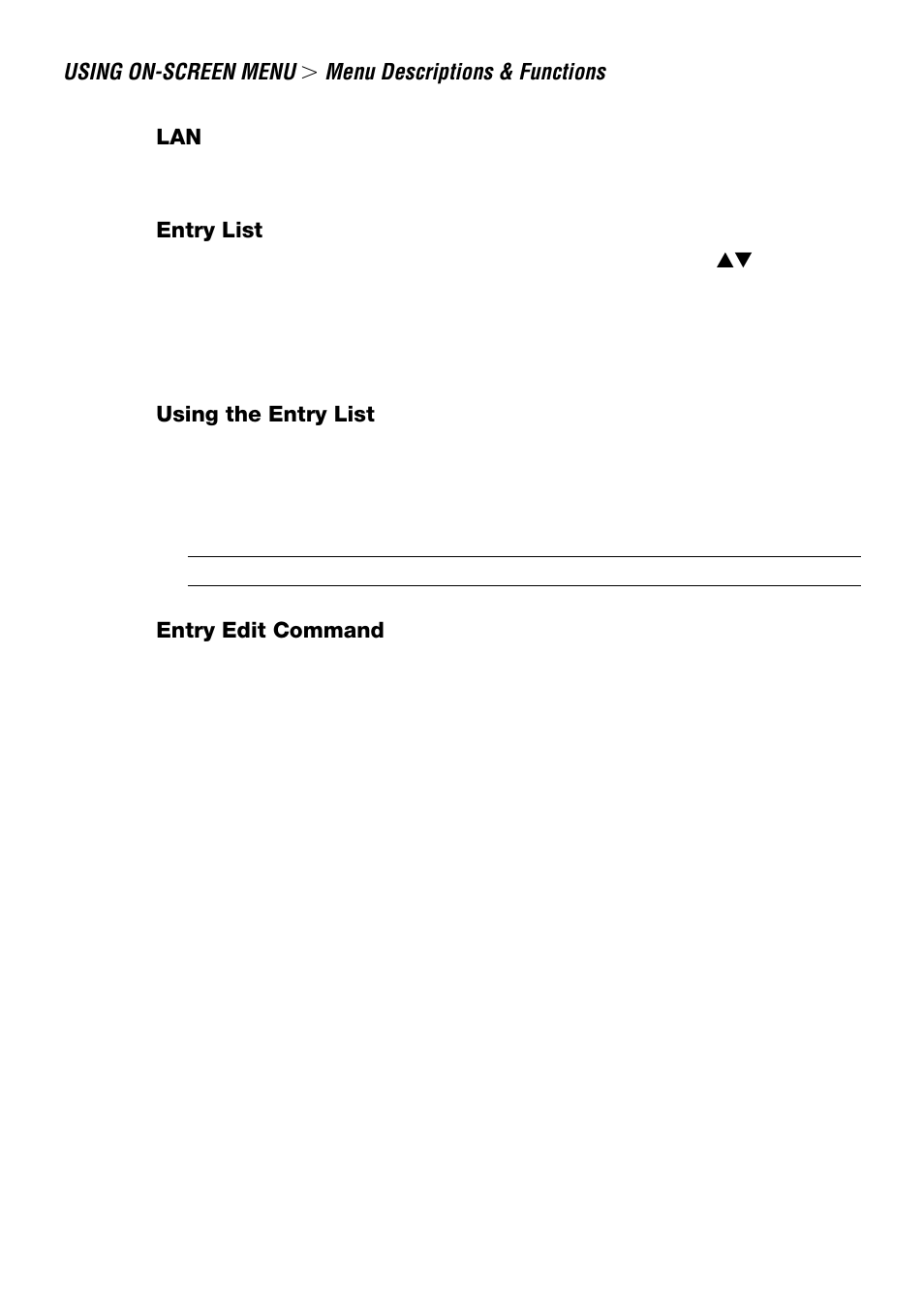 Entry list, Using the entry list, Entry edit command | NEC LT240 User Manual | Page 83 / 151