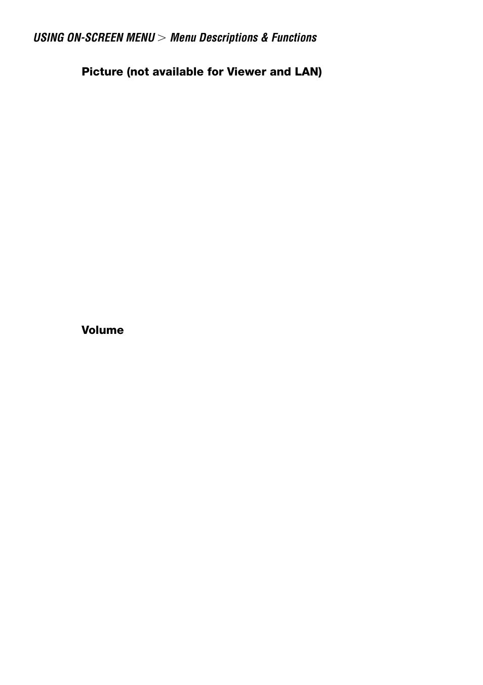 Picture (not available for viewer and lan), Volume | NEC LT240 User Manual | Page 85 / 151