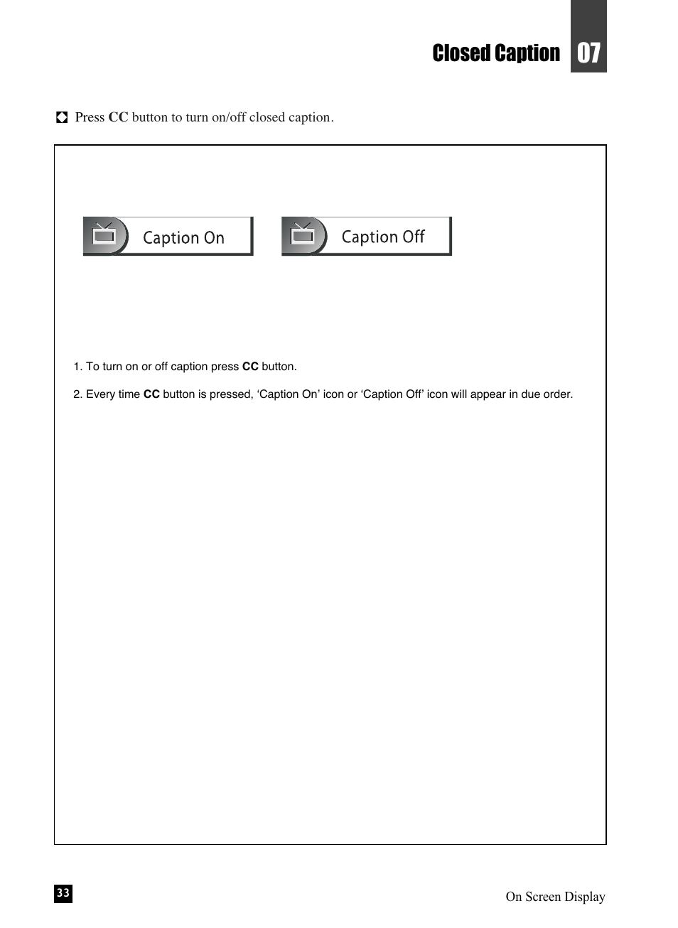Closed caption | NEC NHD-3000PVR User Manual | Page 35 / 63