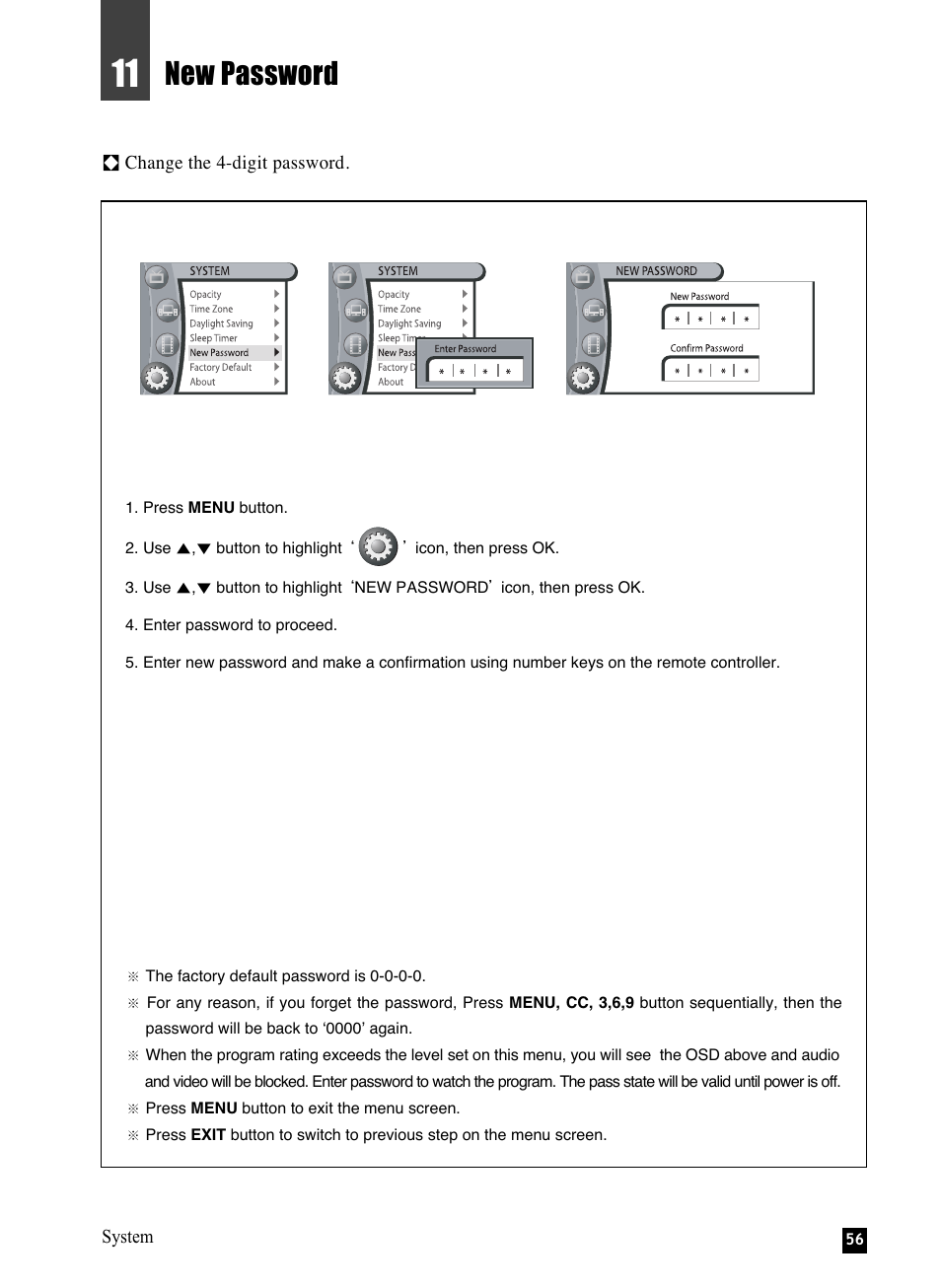 New password | NEC NHD-3000PVR User Manual | Page 58 / 63