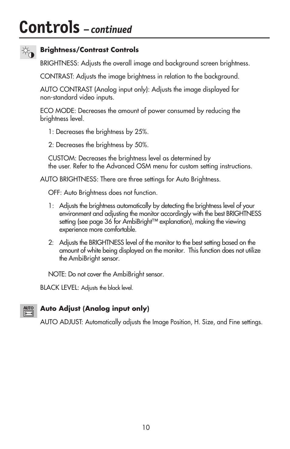 Controls, Continued | NEC LCD2190UXi User Manual | Page 12 / 131