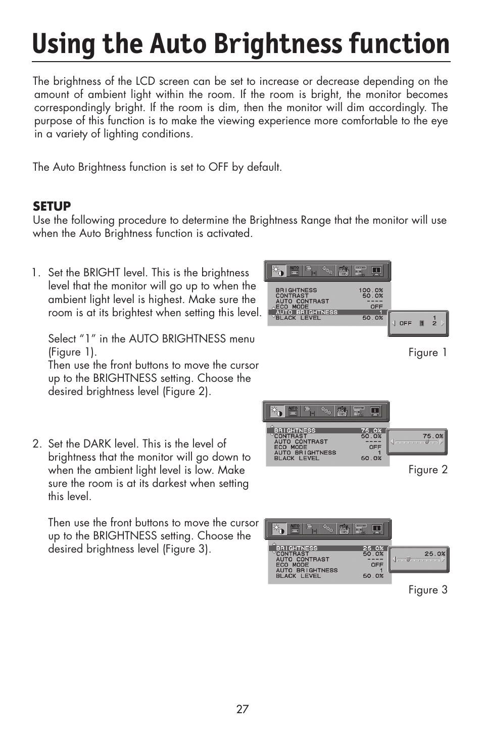 Using the auto brightness function | NEC LCD2190UXi User Manual | Page 29 / 131