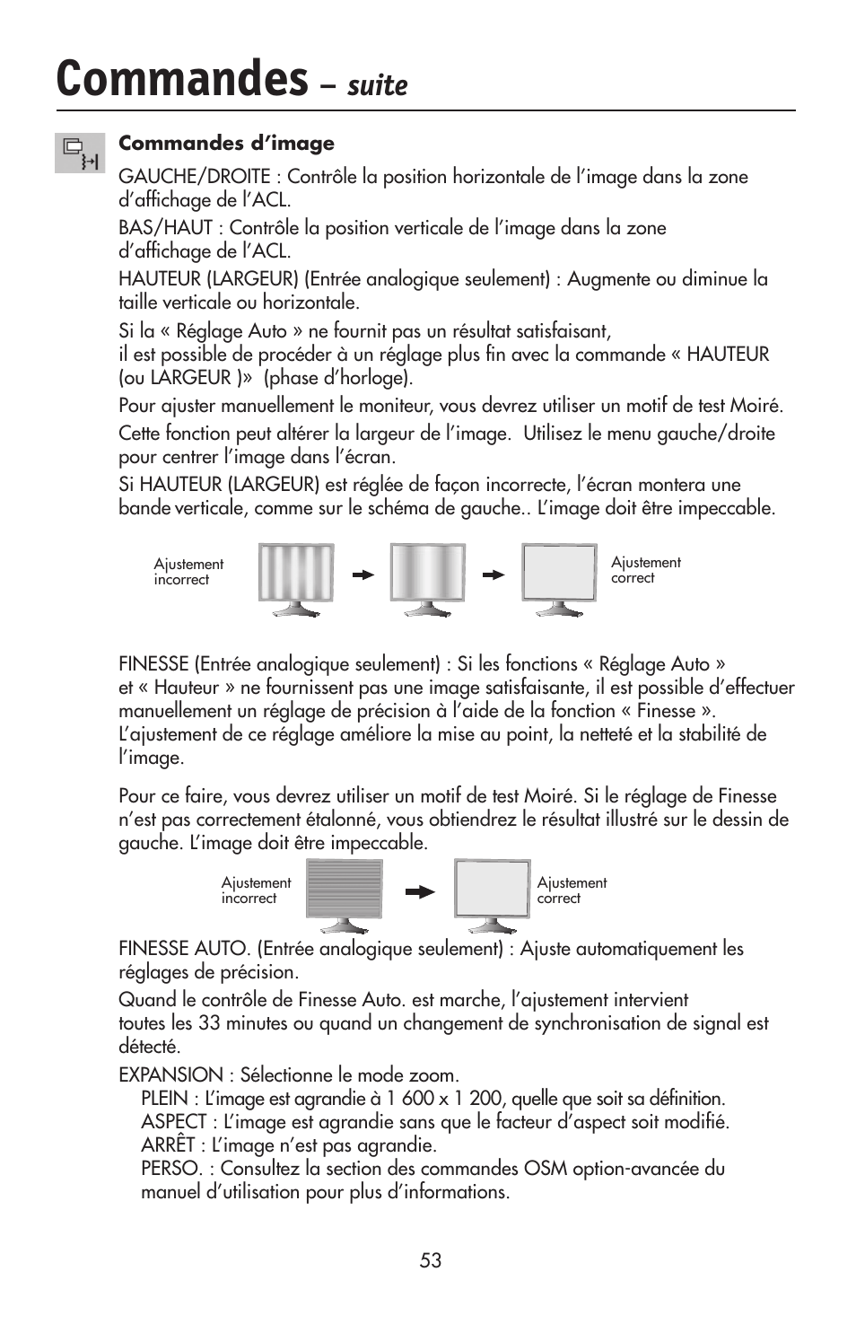 Commandes, Suite | NEC LCD2190UXi User Manual | Page 55 / 131