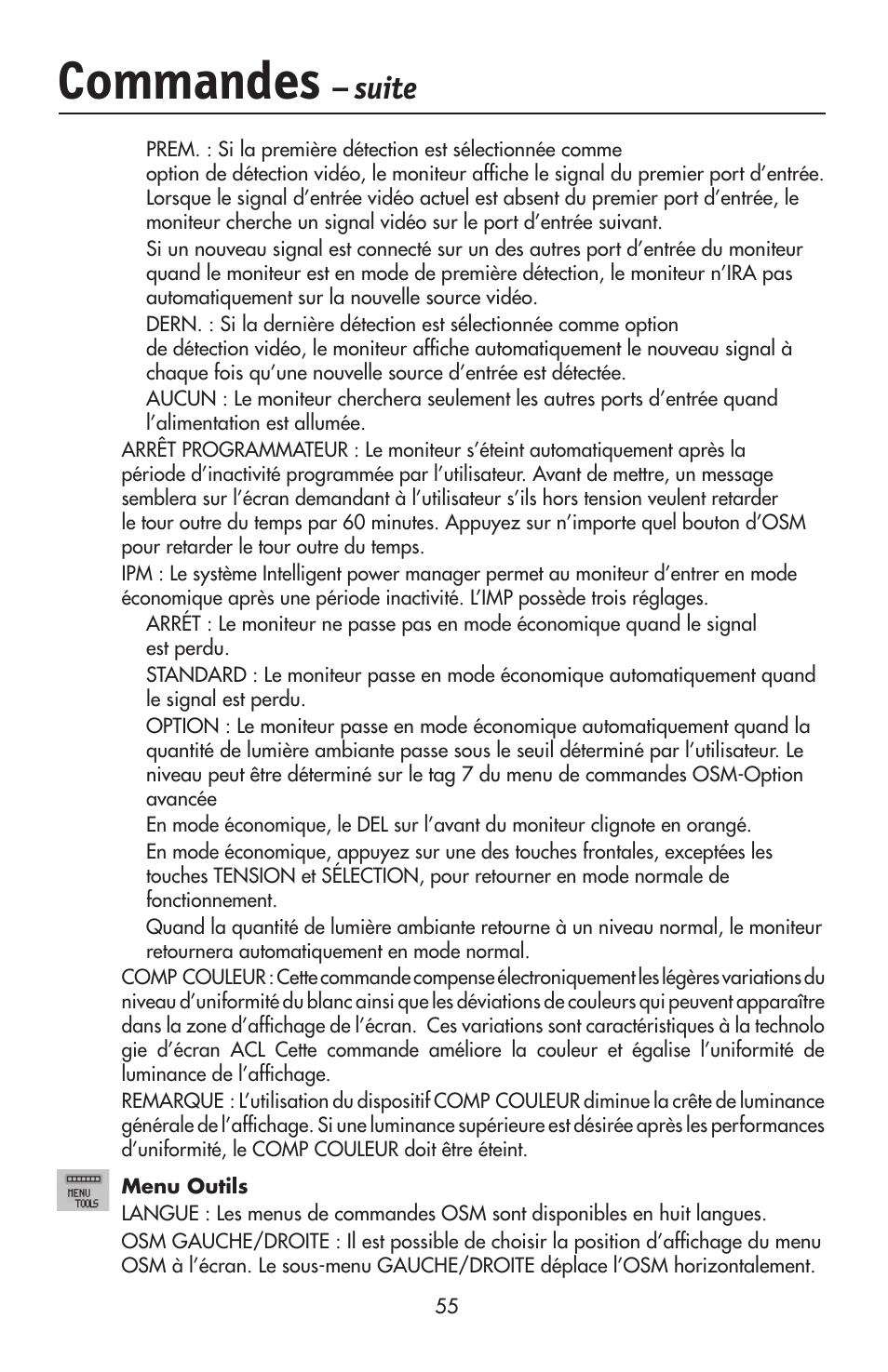 Commandes, Suite | NEC LCD2190UXi User Manual | Page 57 / 131