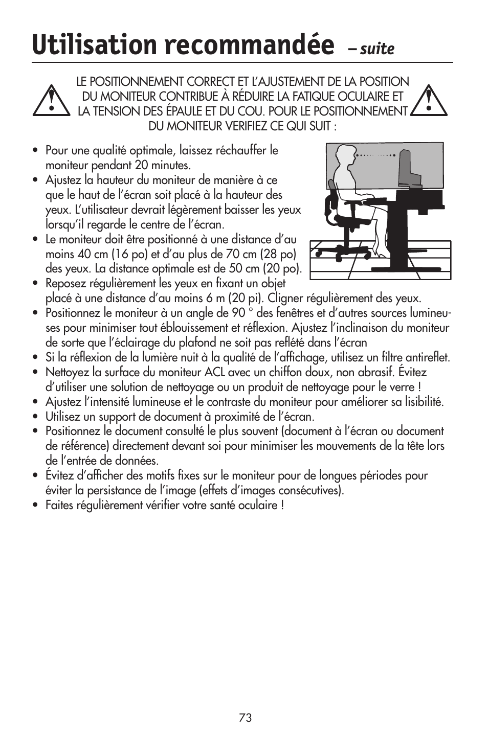 Utilisation recommandée, Suite | NEC LCD2190UXi User Manual | Page 75 / 131