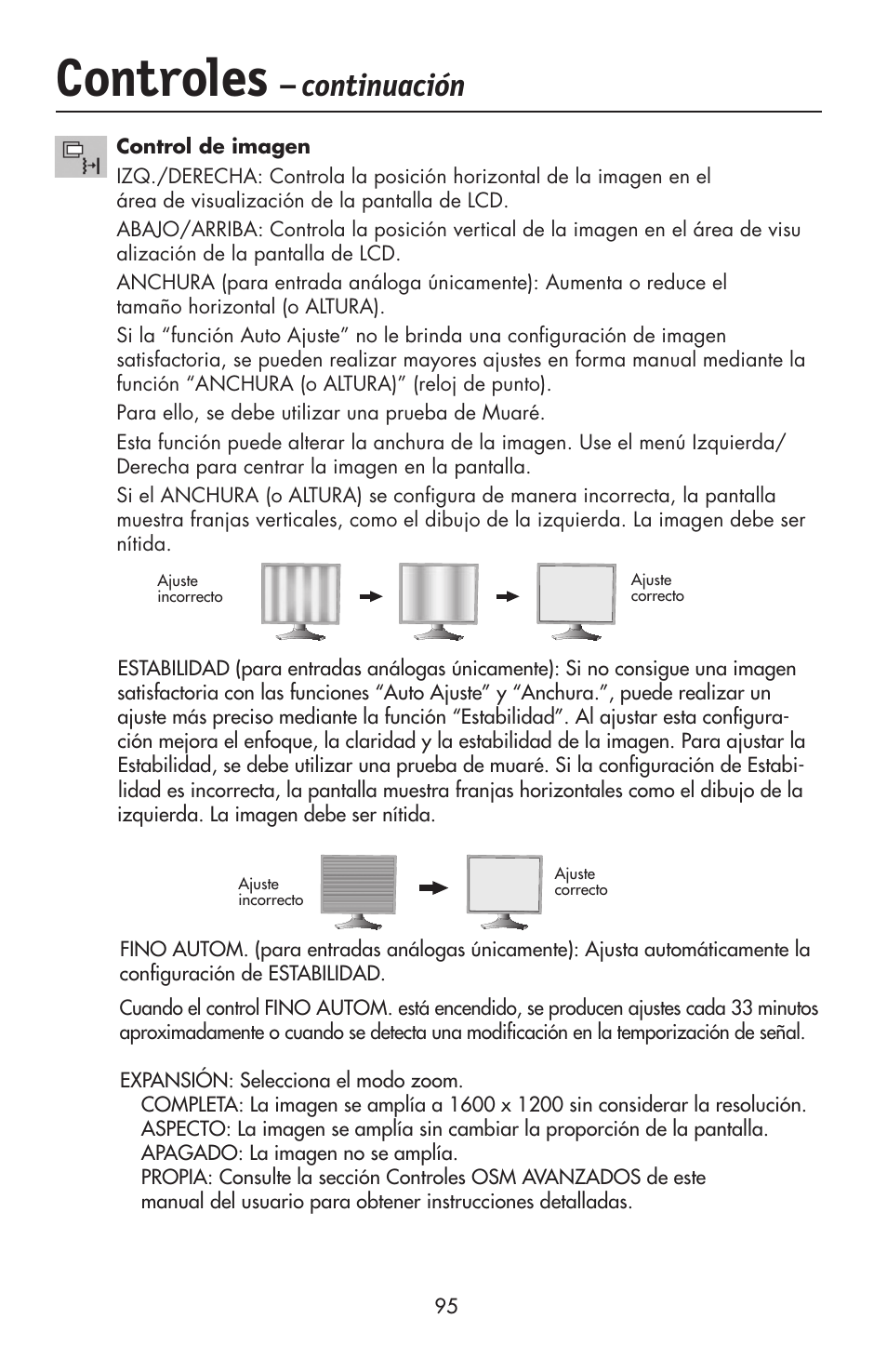 Controles, Continuación | NEC LCD2190UXi User Manual | Page 97 / 131