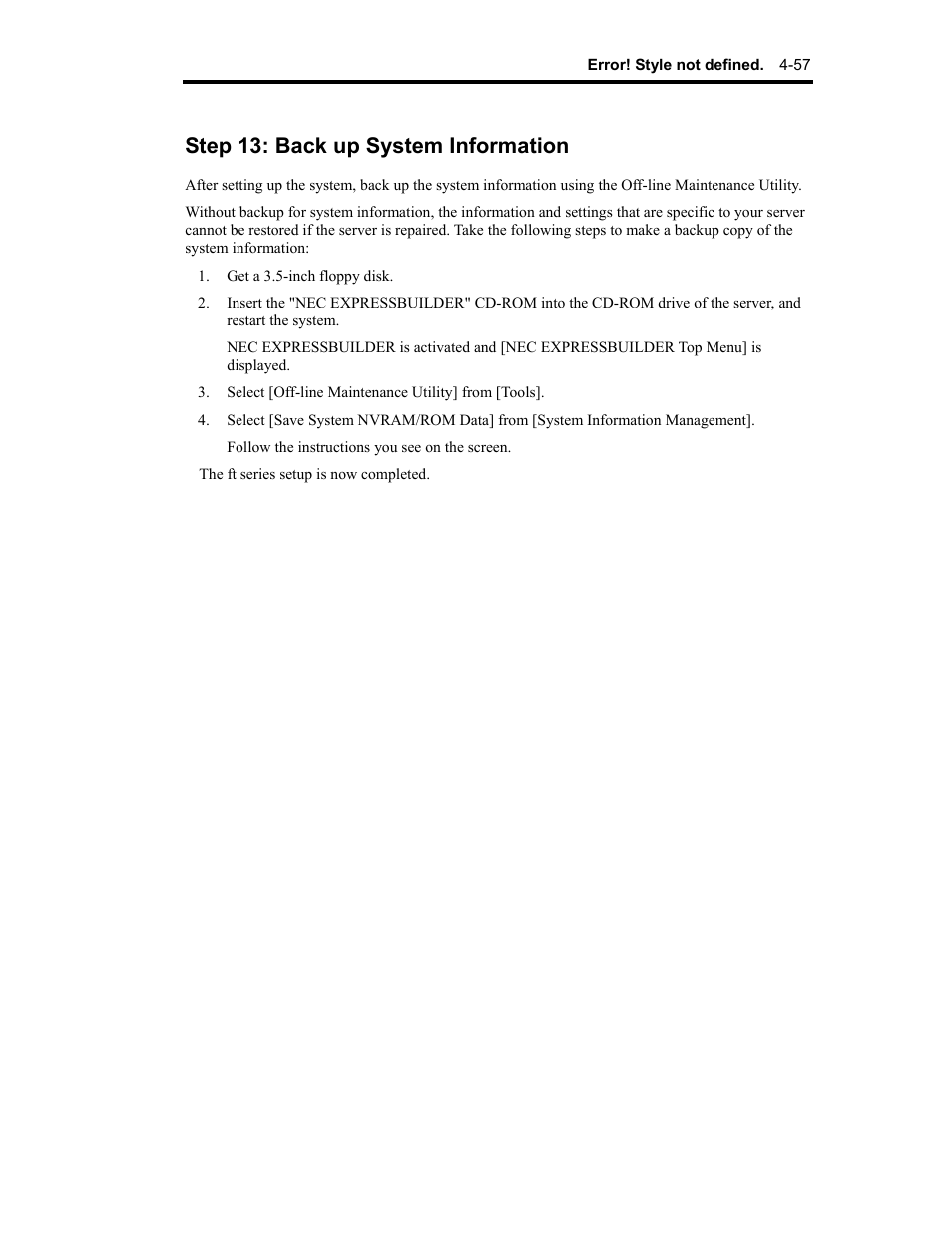 Step 13: back up system information | NEC Express 320Lc-R User Manual | Page 101 / 145