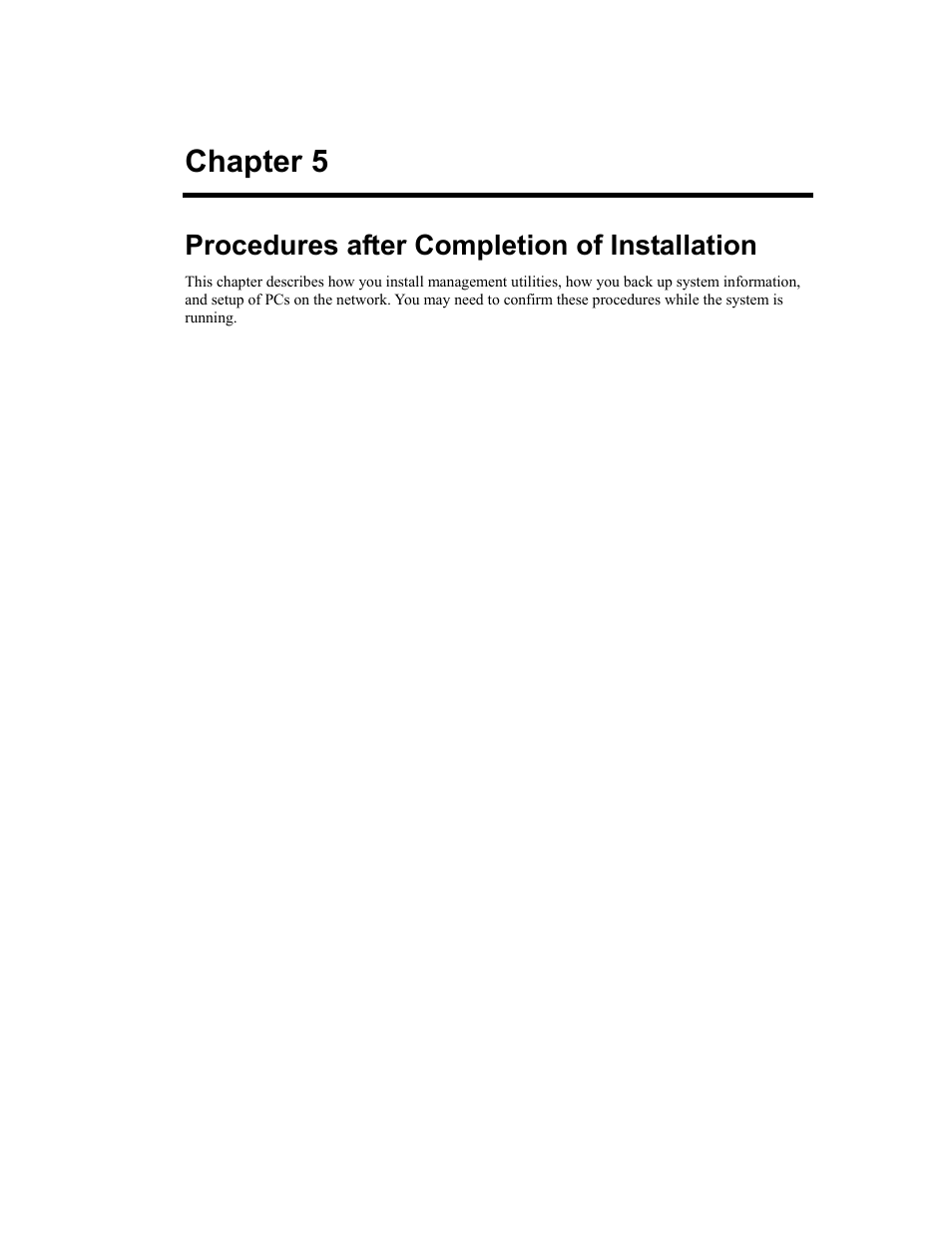 Chapter 5, Procedures after completion of installation | NEC Express 320Lc-R User Manual | Page 103 / 145
