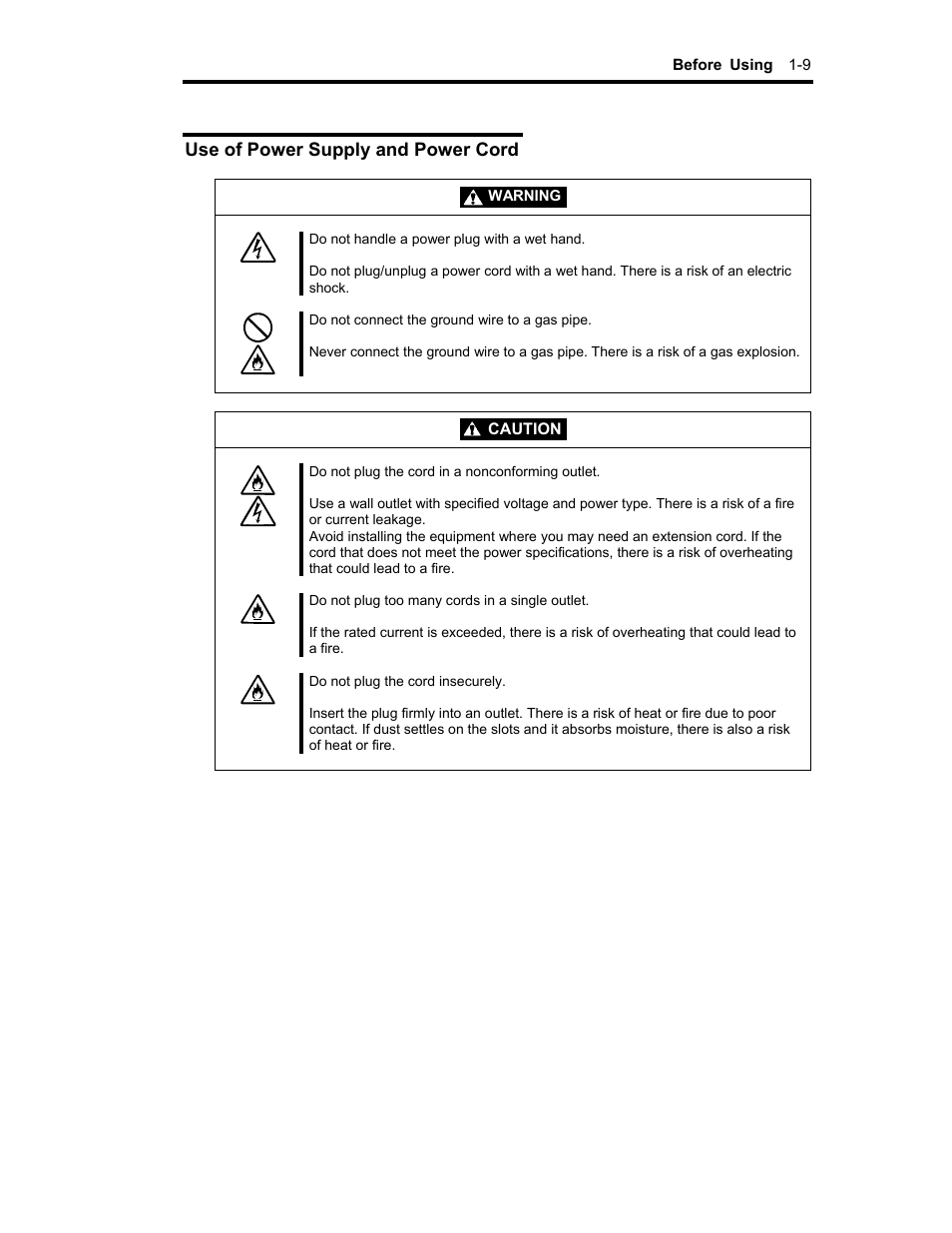Use of power supply and power cord | NEC Express 320Lc-R User Manual | Page 21 / 145
