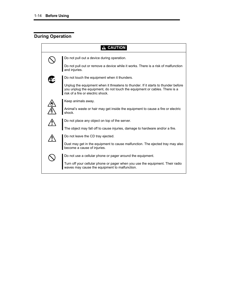 During operation | NEC Express 320Lc-R User Manual | Page 26 / 145