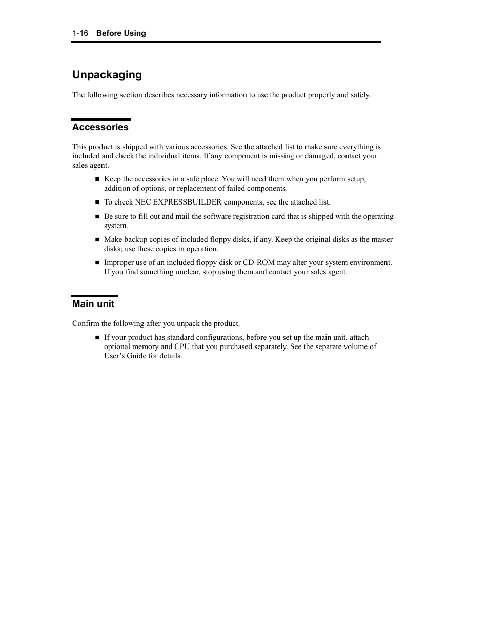 Unpackaging | NEC Express 320Lc-R User Manual | Page 28 / 145