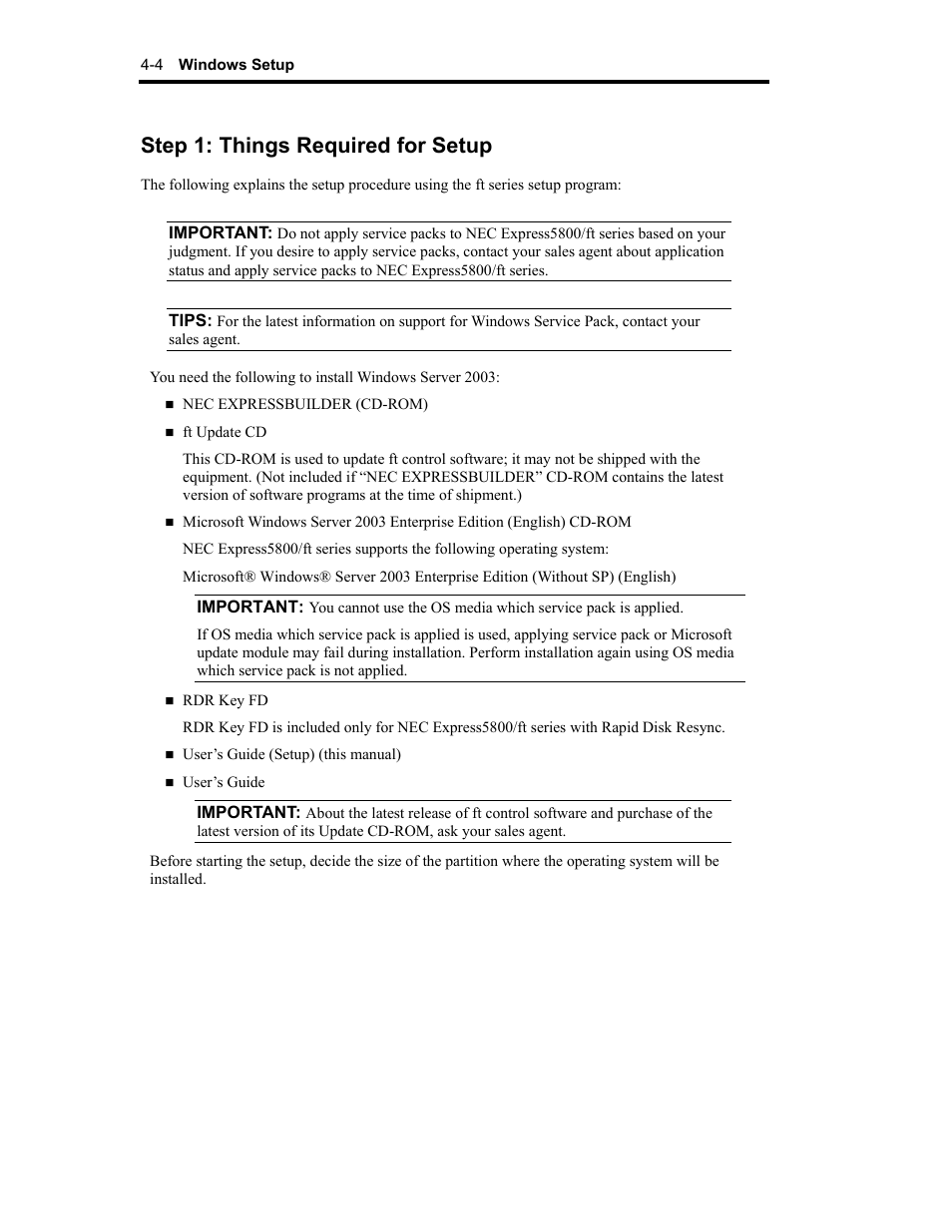 Step 1: things required for setup | NEC Express 320Lc-R User Manual | Page 48 / 145