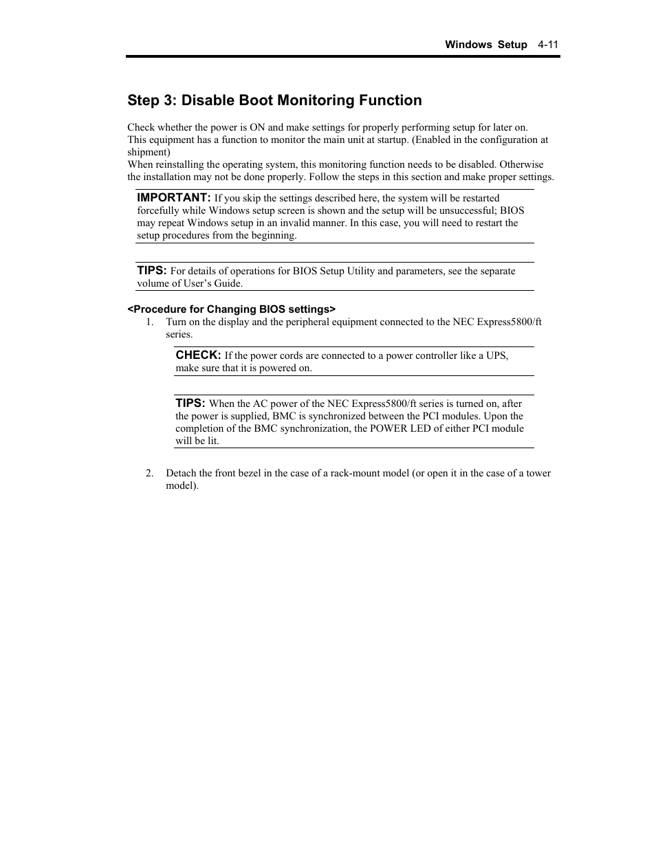 Step 3: disable boot monitoring function | NEC Express 320Lc-R User Manual | Page 55 / 145