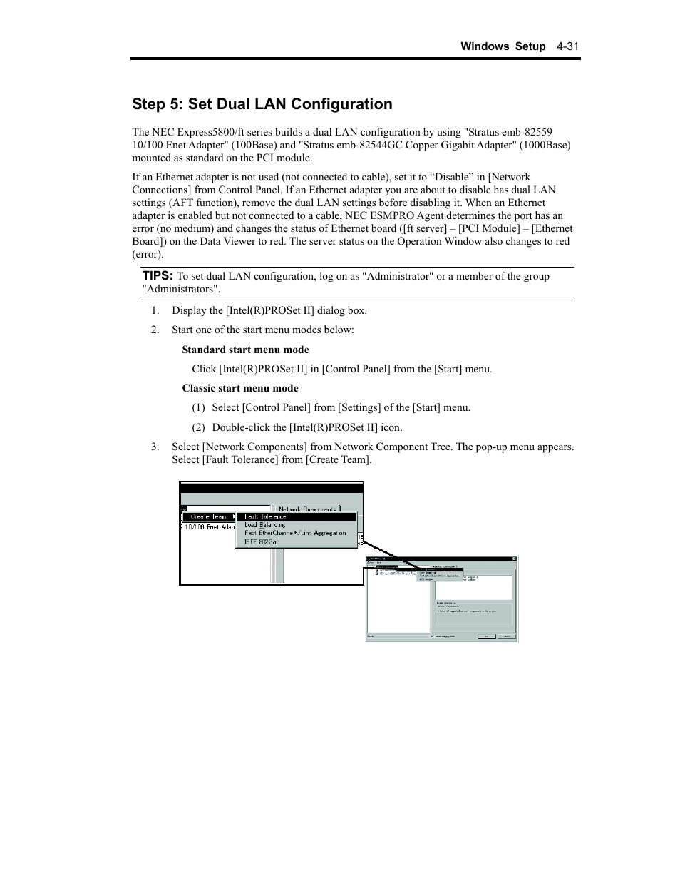 Step 5: set dual lan configuration | NEC Express 320Lc-R User Manual | Page 75 / 145