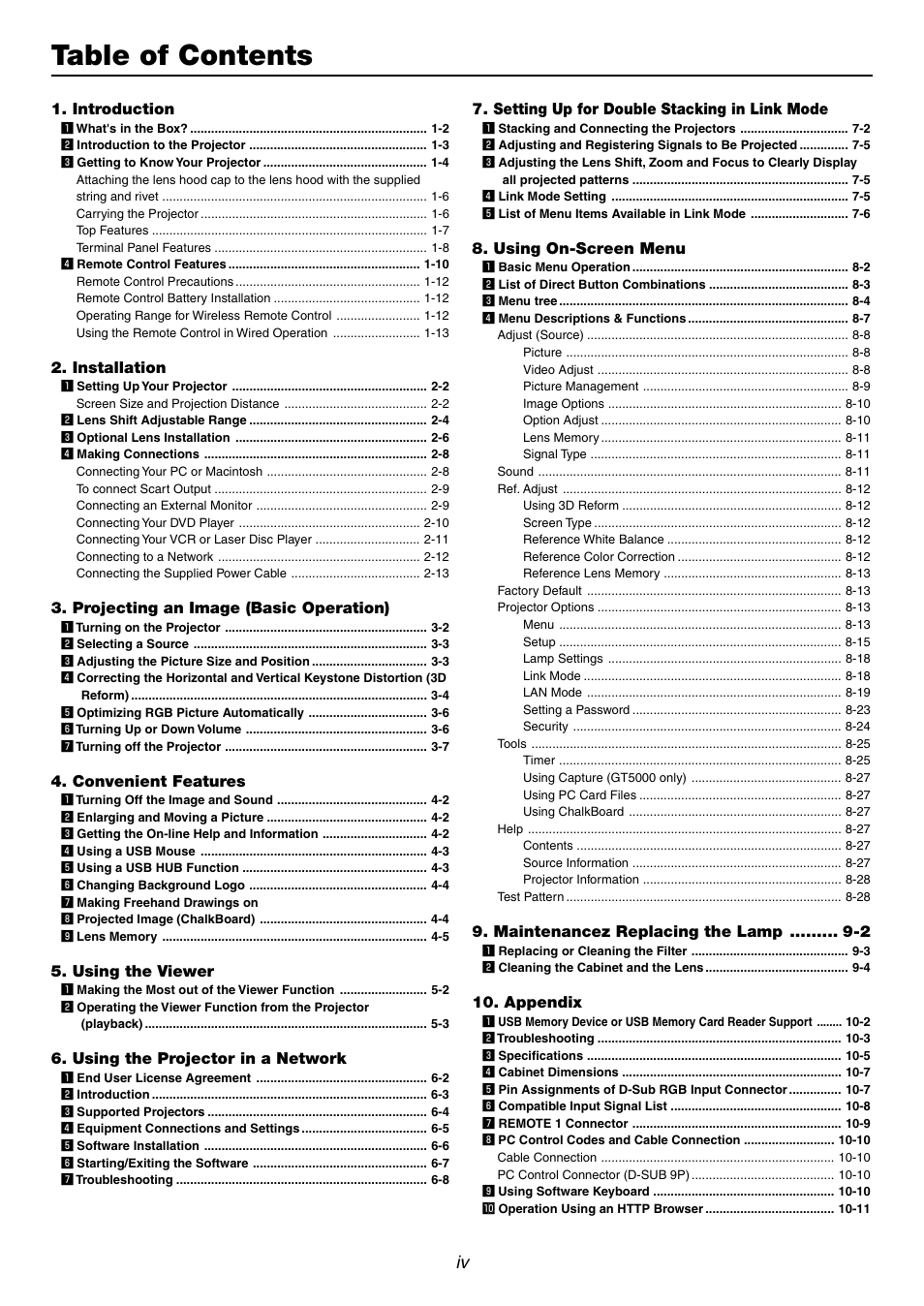 NEC GT6000 User Manual | Page 4 / 107