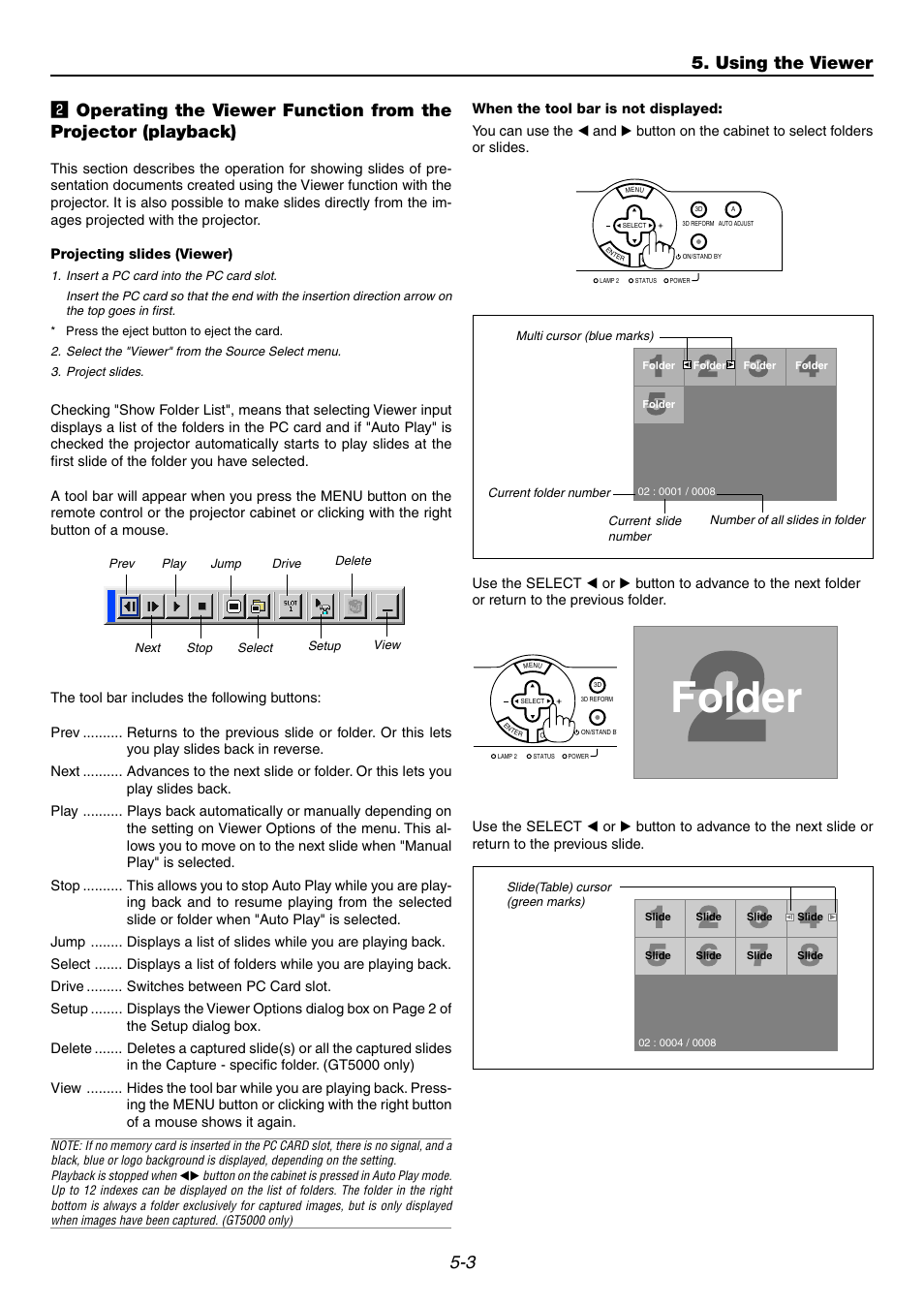 Folder, Using the viewer | NEC GT6000 User Manual | Page 45 / 107