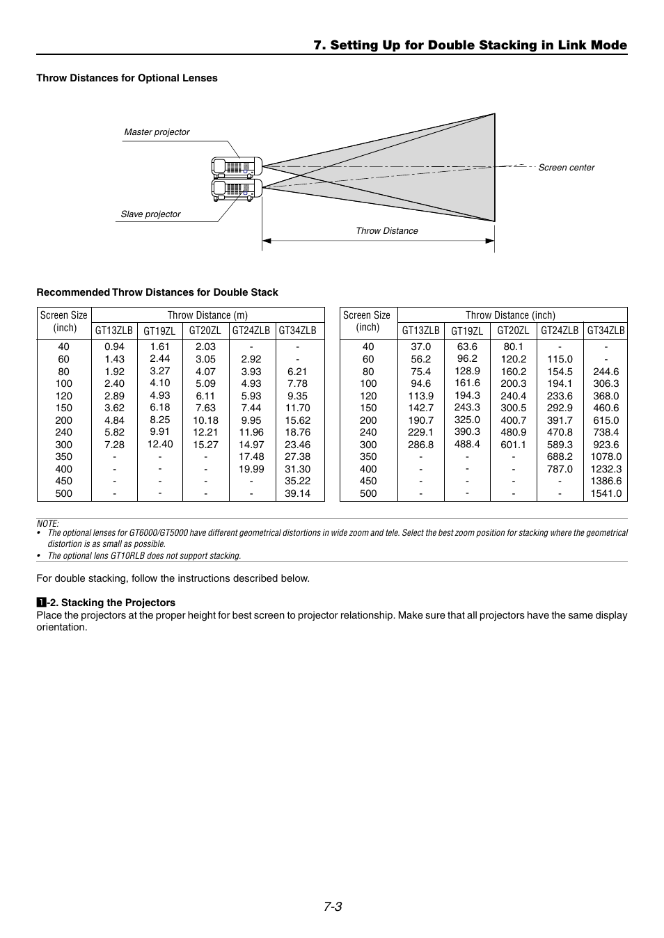 3 7. setting up for double stacking in link mode | NEC GT6000 User Manual | Page 60 / 107
