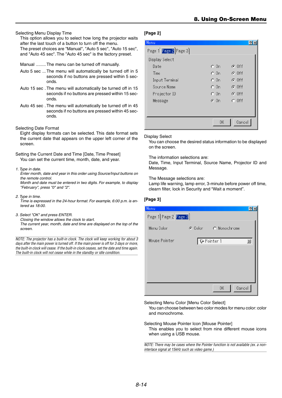 Using on-screen menu | NEC GT6000 User Manual | Page 77 / 107