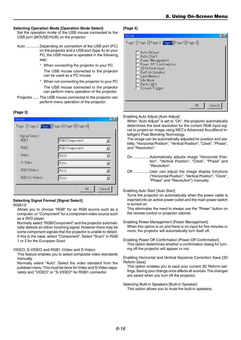 Using on-screen menu | NEC GT6000 User Manual | Page 79 / 107